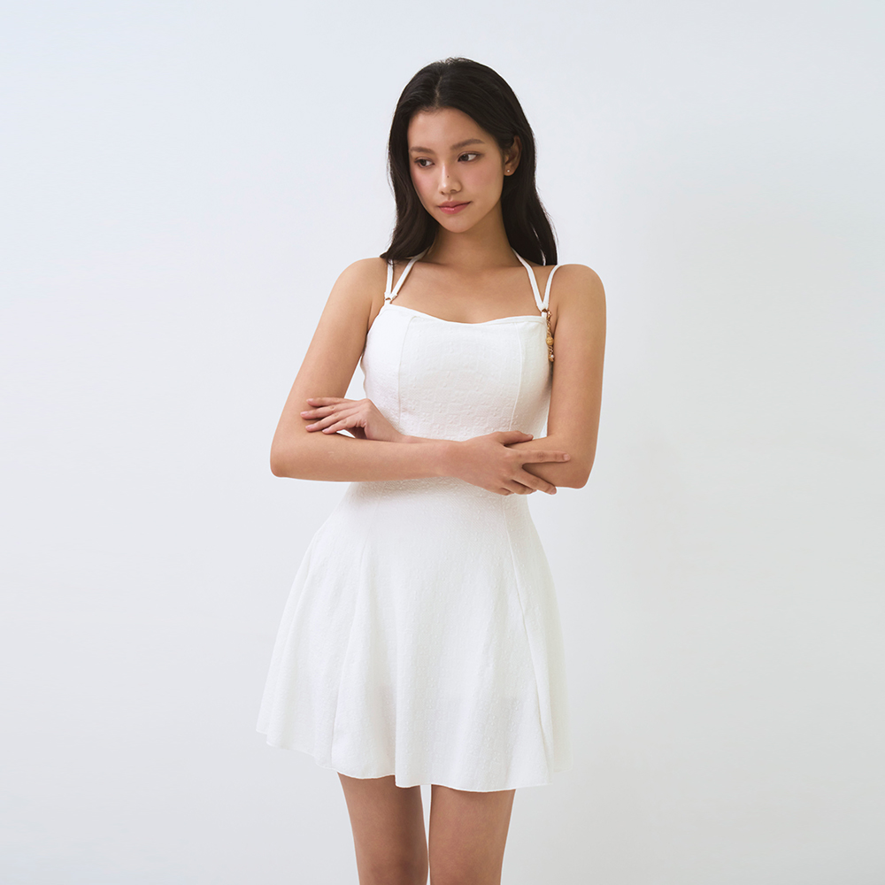 플라워 자가드 원피스 아이보리